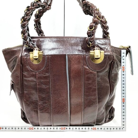 Chloe Dark Brown Leather Shoulder Bag with Gold Accents - Picture 2 of 9